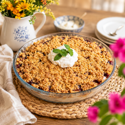 Švestkový crumble s tvarohem